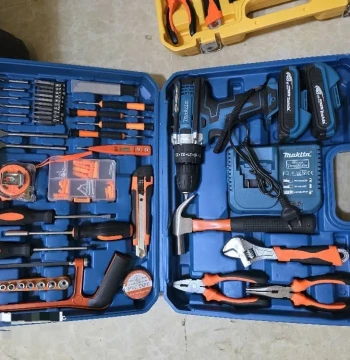 مجموعة أدوات ماكيتا (Makita) المتكاملة للمنزل والورشة - مثقاب لاسلكي 48 فولت مع حقيبة أدوات يدوية شاملة